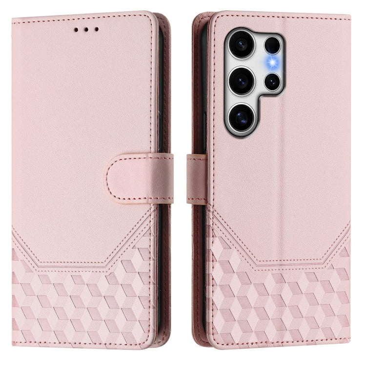 For Samsung Galaxy S25 Ultra 5G Honeycomb Embossing RFID Leather Phone Case(Pink) - Galaxy S25 Ultra 5G Cases by PMC Jewellery | Online Shopping South Africa | PMC Jewellery | Buy Now Pay Later Mobicred