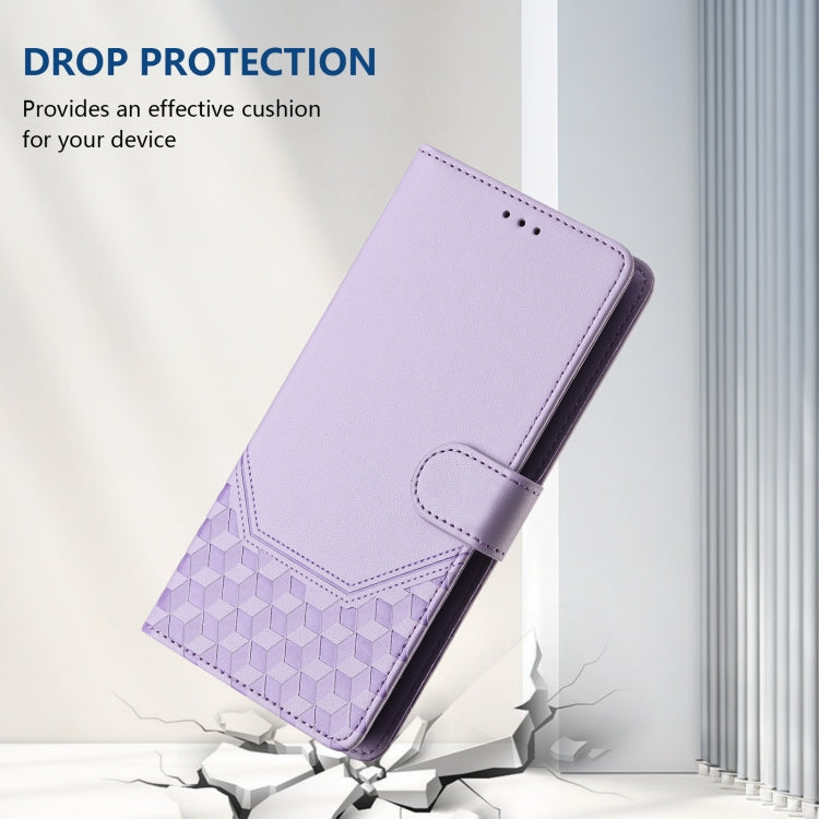 For Samsung Galaxy S25 Ultra 5G Honeycomb Embossing RFID Leather Phone Case(Light Purple) - Galaxy S25 Ultra 5G Cases by PMC Jewellery | Online Shopping South Africa | PMC Jewellery | Buy Now Pay Later Mobicred