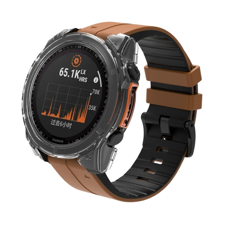 For Garmin Fenix 8 AMOLED 43mm Tempered Glass Film Integrated PC Watch Protective Case(Transparent) - Watch Cases by PMC TechLife | Online Shopping South Africa | PMC TechLife | Buy Now Pay Later Mobicred