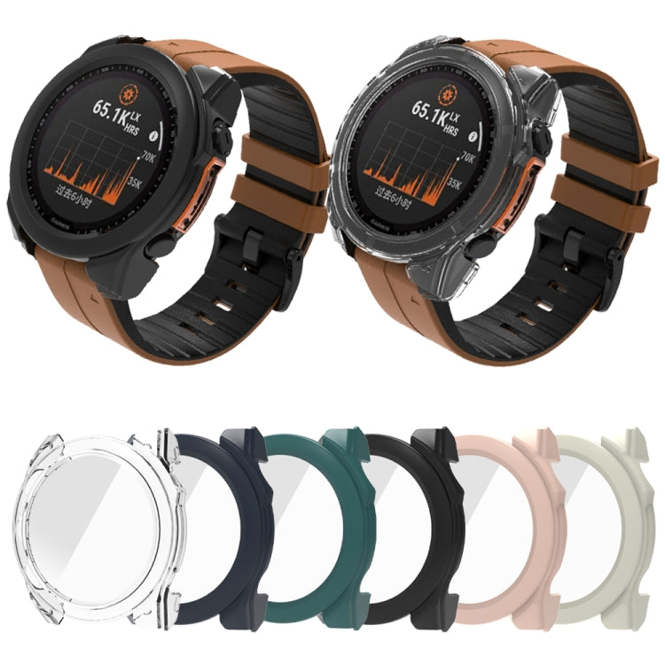 For Garmin Fenix 8 AMOLED 47mm Tempered Glass Film Integrated PC Watch Protective Case(Black) - Watch Cases by PMC TechLife | Online Shopping South Africa | PMC TechLife | Buy Now Pay Later Mobicred