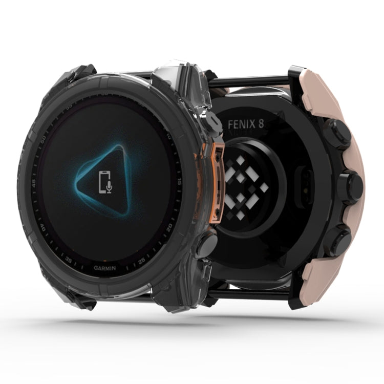 For Garmin Fenix 8 AMOLED 43mm Tempered Glass Film Integrated PC Watch Protective Case(Black) - Watch Cases by PMC TechLife | Online Shopping South Africa | PMC TechLife | Buy Now Pay Later Mobicred