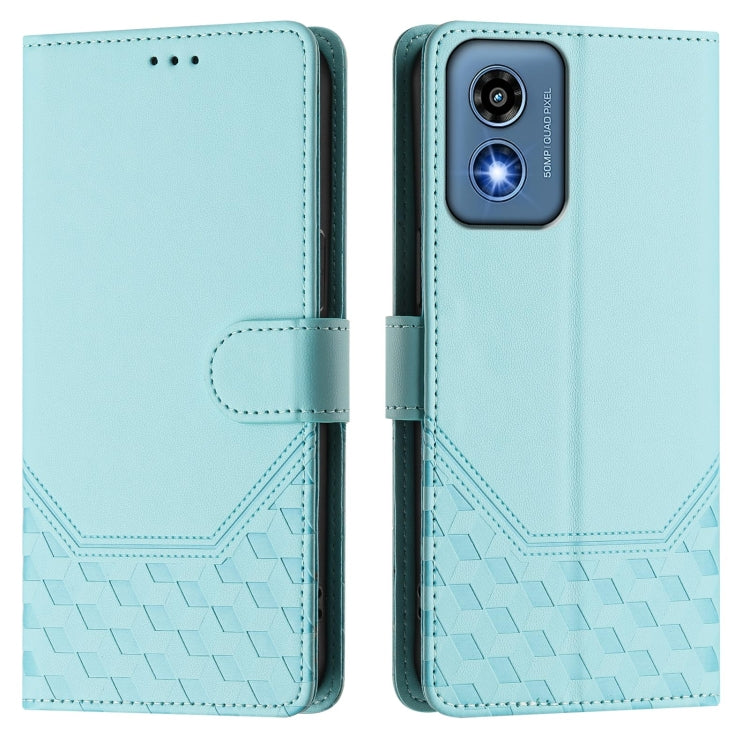 For Motorola Moto G 5G 2024 Oversea Honeycomb Embossing RFID Leather Phone Case(Mint Green) - free shipping - PMC Jewellery - Order now!