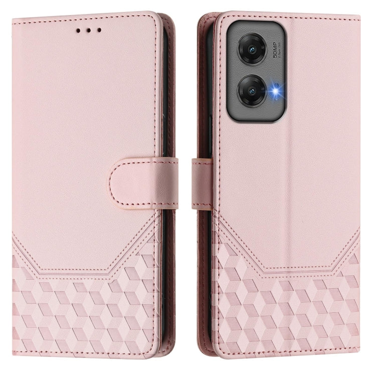 For Motorola Moto G Stylus 5G 2024 Honeycomb Embossing RFID Leather Phone Case(Pink) - free shipping - PMC Jewellery - Order now!