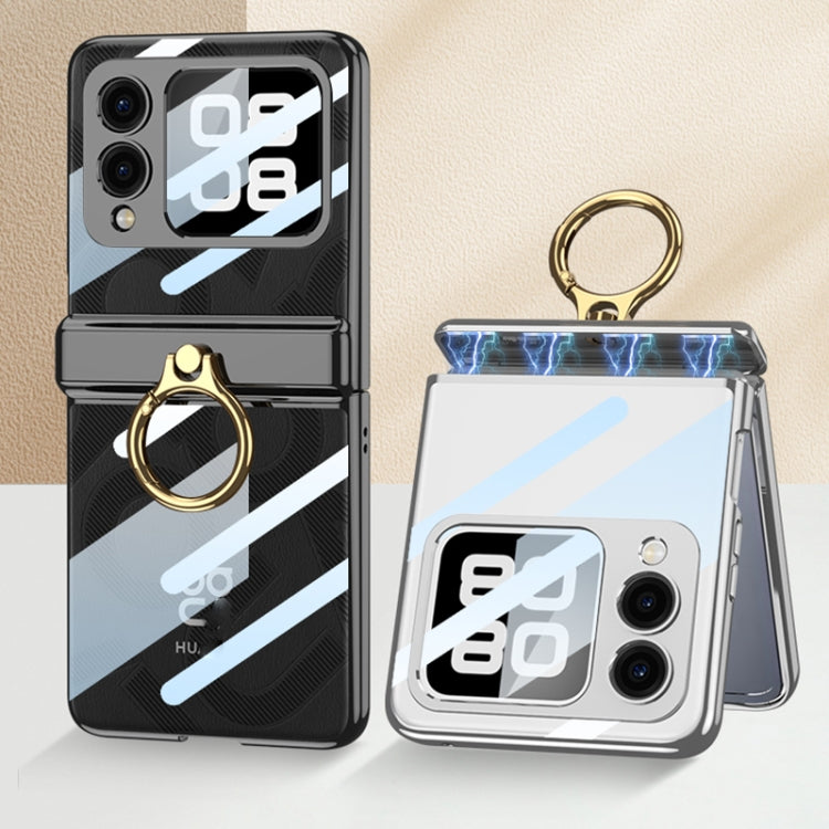 For Huawei nova Flip GKK Integrated  Magnetic Folding Phantom Rotary Phone Case with Ring Holder(Black) - free shipping - PMC Jewellery - Order now!