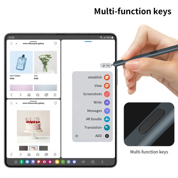For Samsung Galaxy Z Fold6 / 5 / 4 / 3 Electromagnetic Stylus Pen with Pen Slot(Dark Grey) - Stylus Pen by PMC TechLife | Online Shopping South Africa | PMC TechLife | Buy Now Pay Later Mobicred