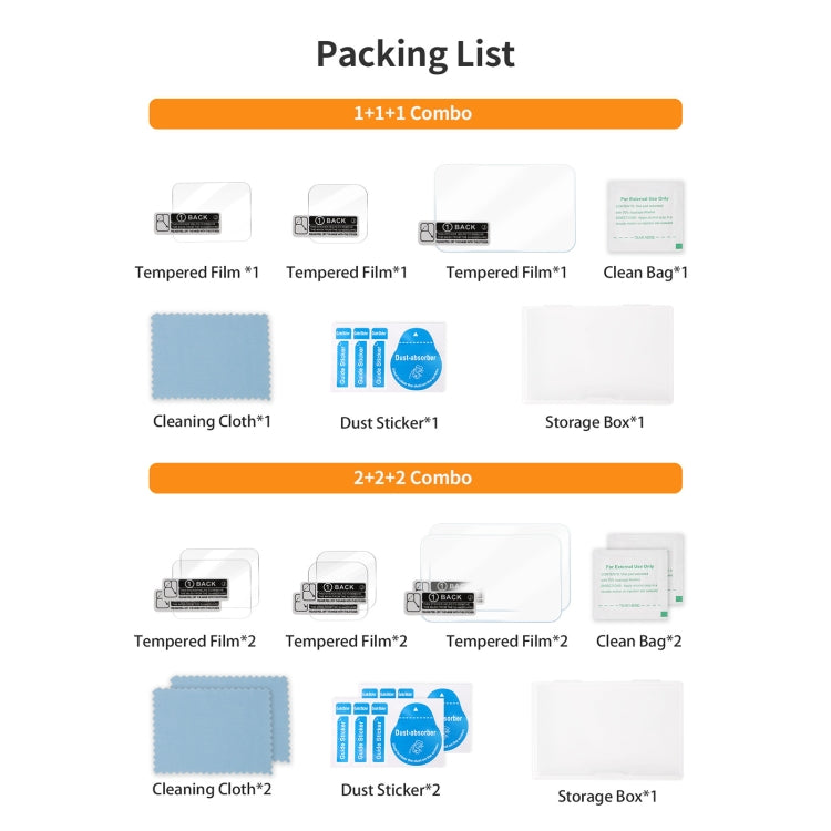 For GoPro HERO13 Black Sunnylife 3 in 1 Lens Protector Front and Rear Screen Tempered Glass Films, Quantity:1 + 1 + 1 Sets - free shipping - PMC TechLife - Order now!