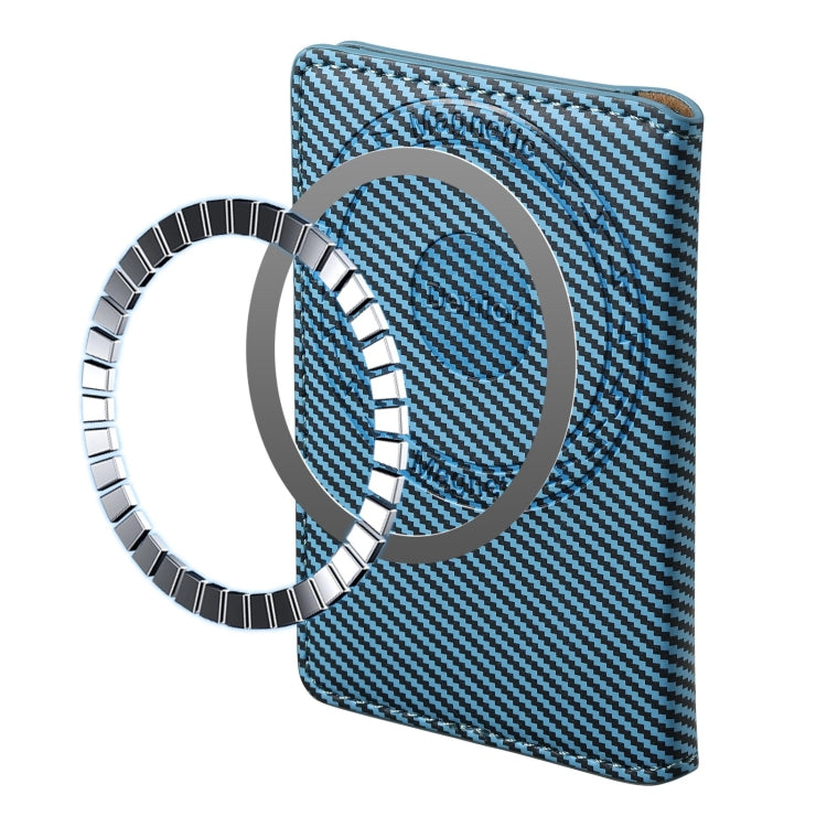Denior V13 Magsafe Wallet Carbon Fiber Texture Leather Magnetic Card Holder Bag(Blue) - Others Accessories by Denior | Online Shopping South Africa | PMC Jewellery | Buy Now Pay Later Mobicred