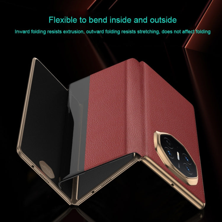 For Huawei Mate XT Ultimate Smart Side View Window Plain Leather Phone Case(Dark Red) - Huawei Cases by PMC TechLife | Online Shopping South Africa | PMC TechLife | Buy Now Pay Later Mobicred