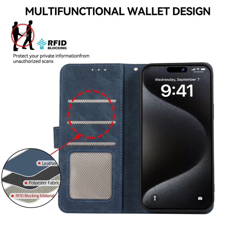 For Samsung Galaxy S25 Ultra 5G ABEEL Color Block Magnetic RFID Leather Phone Case(Blue-Brown) - Galaxy S25 Ultra 5G Cases by PMC TechLife | Online Shopping South Africa | PMC TechLife | Buy Now Pay Later Mobicred