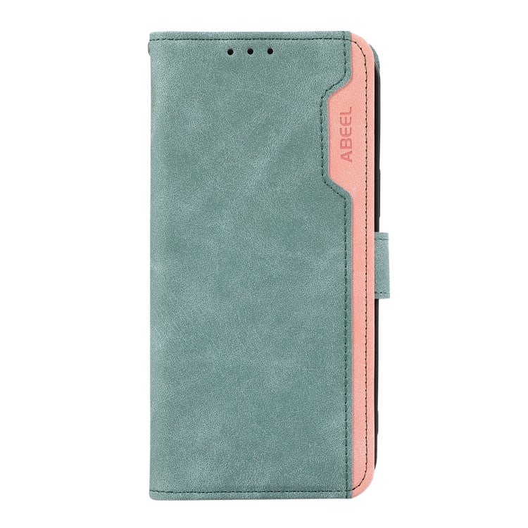 For Samsung Galaxy S25 Ultra 5G ABEEL Color Block Magnetic RFID Leather Phone Case(Cyan-Pink) - Galaxy S25 Ultra 5G Cases by PMC TechLife | Online Shopping South Africa | PMC TechLife | Buy Now Pay Later Mobicred