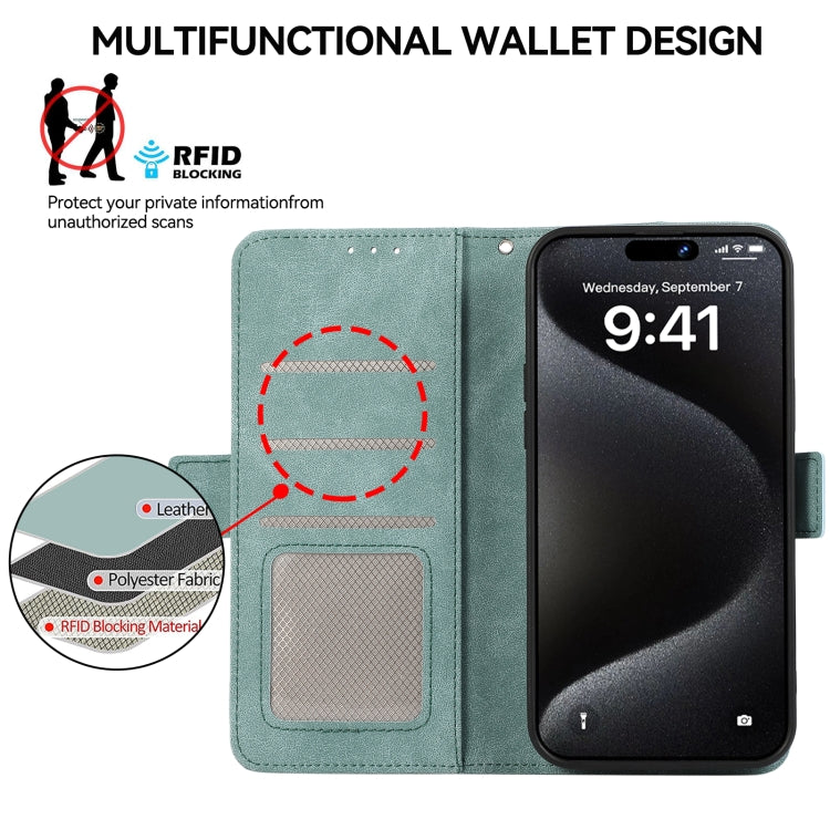 For Samsung Galaxy S25 Ultra 5G ABEEL Frosted Magnetic RFID Leather Phone Case(Cyan) - Galaxy S25 Ultra 5G Cases by PMC Jewellery | Online Shopping South Africa | PMC Jewellery | Buy Now Pay Later Mobicred