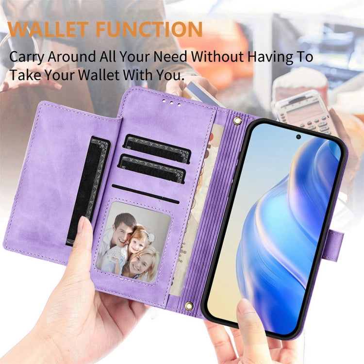 For iPhone 16e Multi-Card Slots Zipper Wallet Leather Phone Case(Purple) - iPhone 16e Cases by PMC TechLife | Online Shopping South Africa | PMC TechLife | Buy Now Pay Later Mobicred