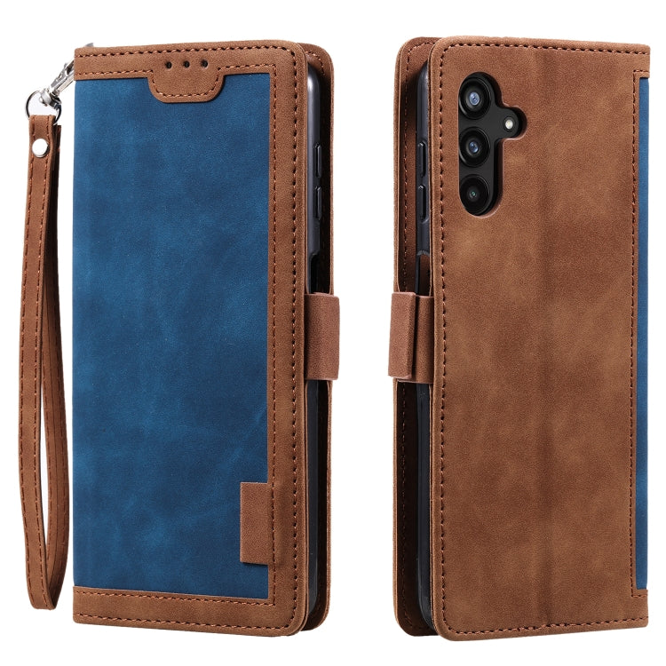 For Samsung Galaxy S25 5G Retro Splicing Horizontal Flip Leather Phone Case(Blue) - Galaxy S25 5G Cases by PMC TechLife | Online Shopping South Africa | PMC TechLife | Buy Now Pay Later Mobicred