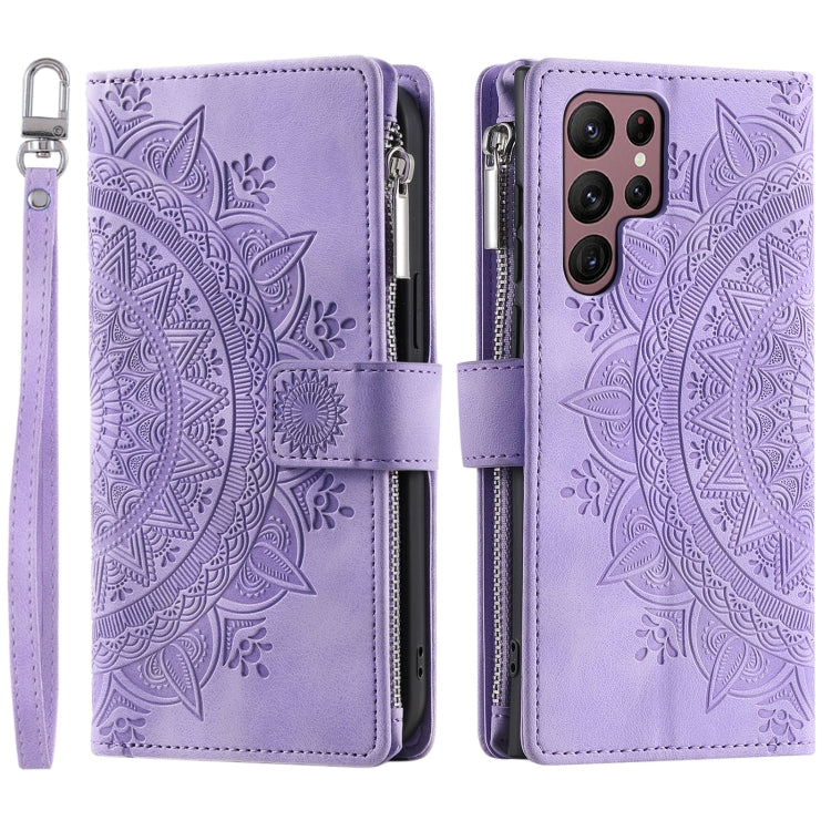 For Samsung Galaxy S25 Ultra 5G Multi-Card Totem Zipper Leather Phone Case(Purple) - Galaxy S25 Ultra 5G Cases by PMC TechLife | Online Shopping South Africa | PMC TechLife | Buy Now Pay Later Mobicred