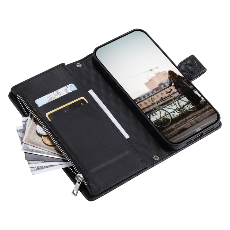 For Samsung Galaxy S25 Ultra 5G Glitter Lattice Zipper Wallet Leather Phone Case(Black) - Galaxy S25 Ultra 5G Cases by PMC TechLife | Online Shopping South Africa | PMC TechLife | Buy Now Pay Later Mobicred