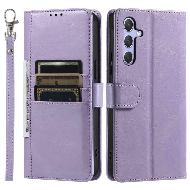 For Samsung Galaxy S25 5G Simple 6-Card Wallet Leather Phone Case(Purple) - Galaxy S25 5G Cases by PMC TechLife | Online Shopping South Africa | PMC TechLife | Buy Now Pay Later Mobicred