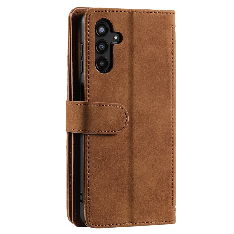 For Samsung Galaxy S25 5G Nine Card Zipper Bag Leather Phone Case with Lanyard(Brown) - Galaxy S25 5G Cases by PMC TechLife | Online Shopping South Africa | PMC TechLife | Buy Now Pay Later Mobicred