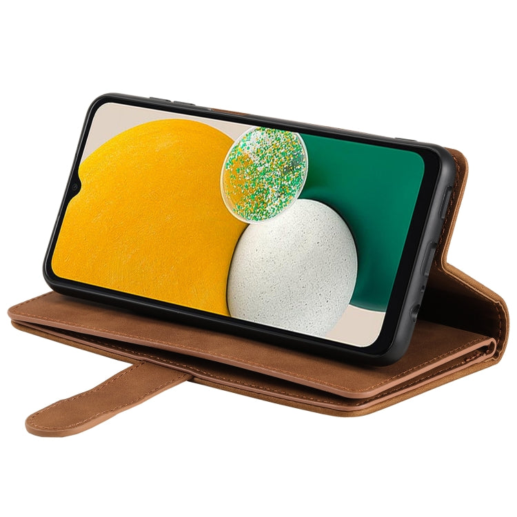 For Samsung Galaxy S25 5G Nine Card Zipper Bag Leather Phone Case with Lanyard(Brown) - Galaxy S25 5G Cases by PMC TechLife | Online Shopping South Africa | PMC TechLife | Buy Now Pay Later Mobicred