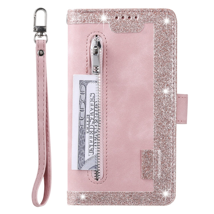 For Samsung Galaxy S25 5G Nine Card Zipper Bag Leather Phone Case with Lanyard(Pink) - Galaxy S25 5G Cases by PMC TechLife | Online Shopping South Africa | PMC TechLife | Buy Now Pay Later Mobicred