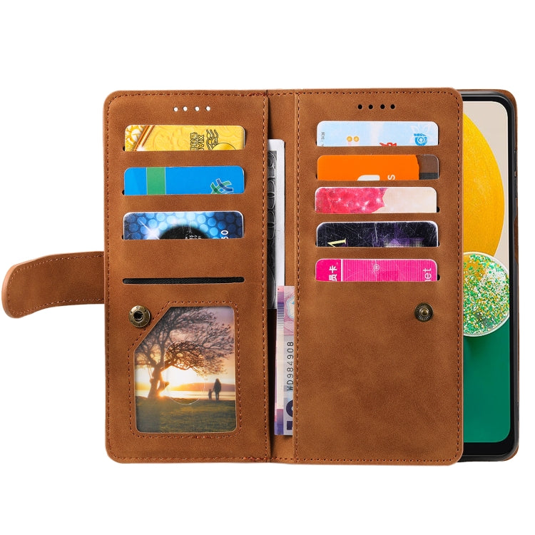 For Samsung Galaxy S25+ 5G Nine Card Zipper Bag Leather Phone Case with Lanyard(Brown) - Galaxy S25+ 5G Cases by PMC TechLife | Online Shopping South Africa | PMC TechLife | Buy Now Pay Later Mobicred