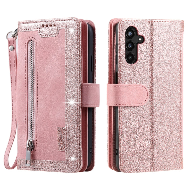 For Samsung Galaxy S25+ 5G Nine Card Zipper Bag Leather Phone Case with Lanyard(Pink) - Galaxy S25+ 5G Cases by PMC TechLife | Online Shopping South Africa | PMC TechLife | Buy Now Pay Later Mobicred