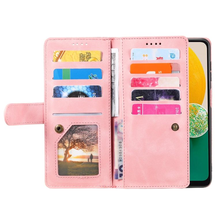 For Samsung Galaxy S25+ 5G Nine Card Zipper Bag Leather Phone Case with Lanyard(Pink) - Galaxy S25+ 5G Cases by PMC TechLife | Online Shopping South Africa | PMC TechLife | Buy Now Pay Later Mobicred