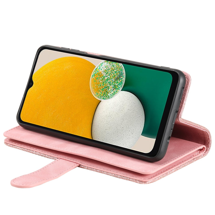 For Samsung Galaxy S25 Ultra 5G Nine Card Zipper Bag Leather Phone Case with Lanyard(Pink) - Galaxy S25 Ultra 5G Cases by PMC TechLife | Online Shopping South Africa | PMC TechLife | Buy Now Pay Later Mobicred