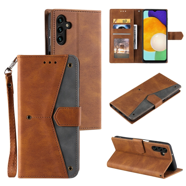 For Samsung Galaxy S25 5G Nail Skin Feel Stitching Calf Texture Leather Phone Case(Brown) - Galaxy S25 5G Cases by PMC TechLife | Online Shopping South Africa | PMC TechLife | Buy Now Pay Later Mobicred