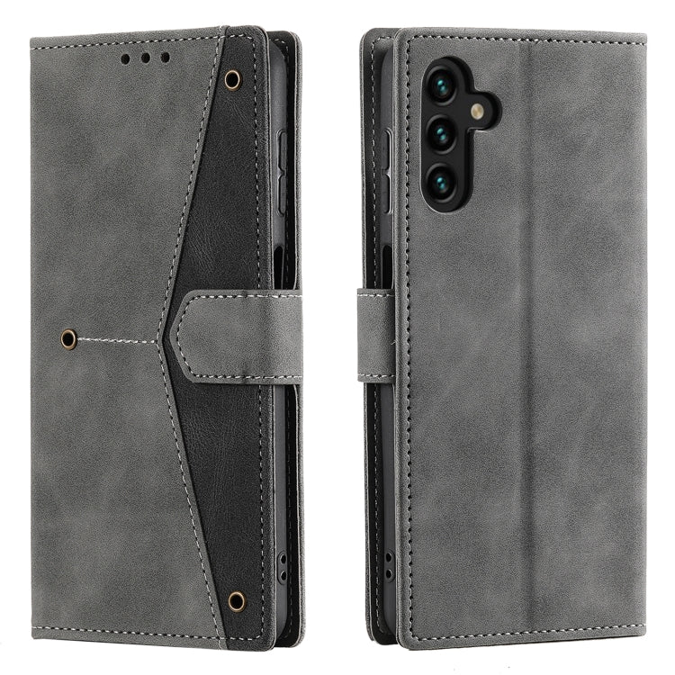 For Samsung Galaxy S25+ 5G Nail Skin Feel Stitching Calf Texture Leather Phone Case(Grey) - Galaxy S25+ 5G Cases by PMC TechLife | Online Shopping South Africa | PMC TechLife | Buy Now Pay Later Mobicred