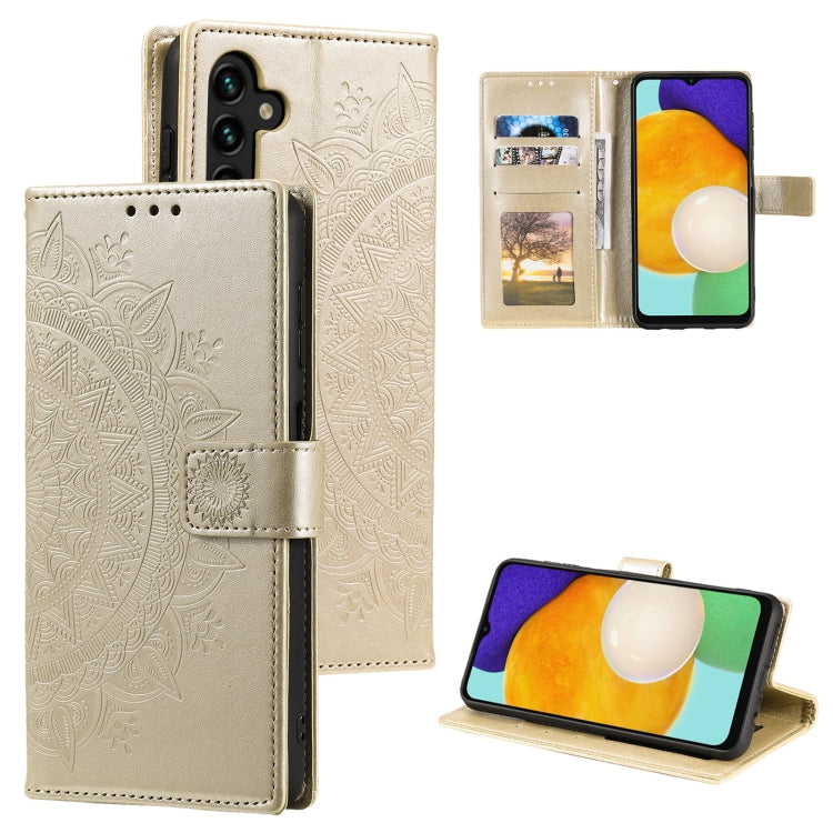 For Samsung Galaxy S25 5G Totem Flower Embossed Leather Phone Case(Gold) - Galaxy S25 5G Cases by PMC TechLife | Online Shopping South Africa | PMC TechLife | Buy Now Pay Later Mobicred