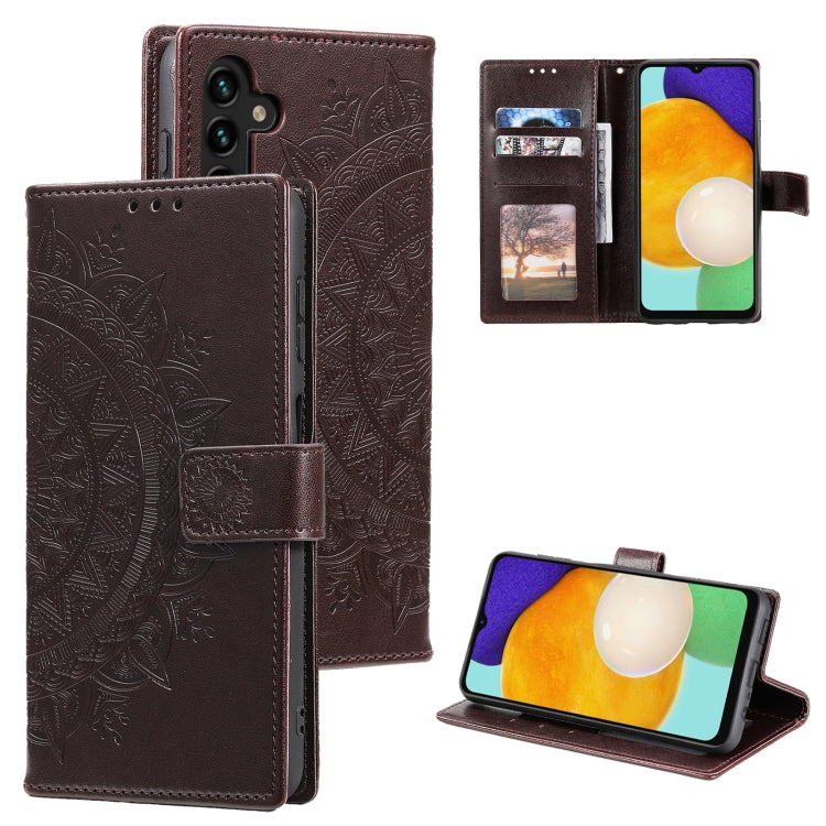 For Samsung Galaxy S25 5G Totem Flower Embossed Leather Phone Case(Brown) - Galaxy S25 5G Cases by PMC TechLife | Online Shopping South Africa | PMC TechLife | Buy Now Pay Later Mobicred
