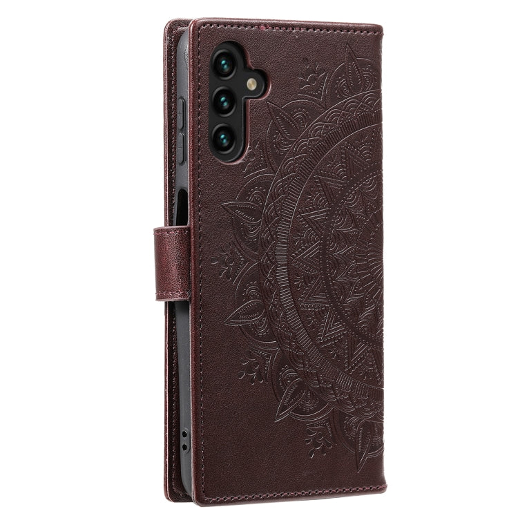 For Samsung Galaxy S25 5G Totem Flower Embossed Leather Phone Case(Brown) - Galaxy S25 5G Cases by PMC TechLife | Online Shopping South Africa | PMC TechLife | Buy Now Pay Later Mobicred