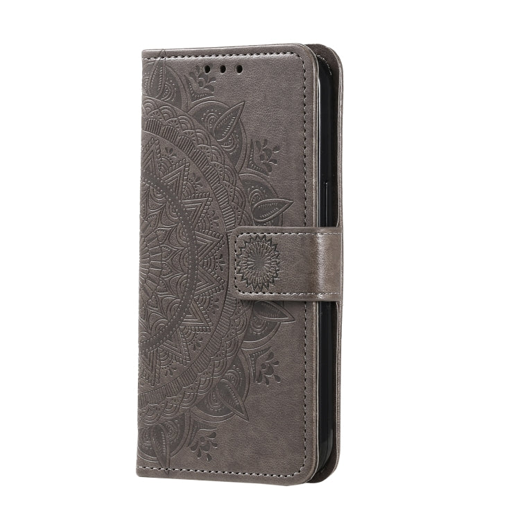 For Samsung Galaxy S25+ 5G Totem Flower Embossed Leather Phone Case with Lanyard(Grey) - free shipping - PMC TechLife - Order now!
