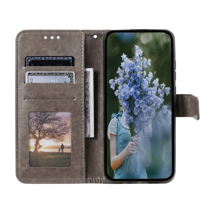 For Samsung Galaxy S25+ 5G Totem Flower Embossed Leather Phone Case with Lanyard(Grey) - free shipping - PMC TechLife - Order now!
