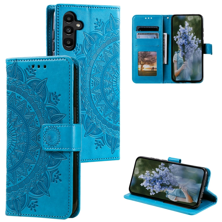 For Samsung Galaxy S25+ 5G Totem Flower Embossed Leather Phone Case(Blue) - Galaxy S25+ 5G Cases by PMC TechLife | Online Shopping South Africa | PMC TechLife | Buy Now Pay Later Mobicred