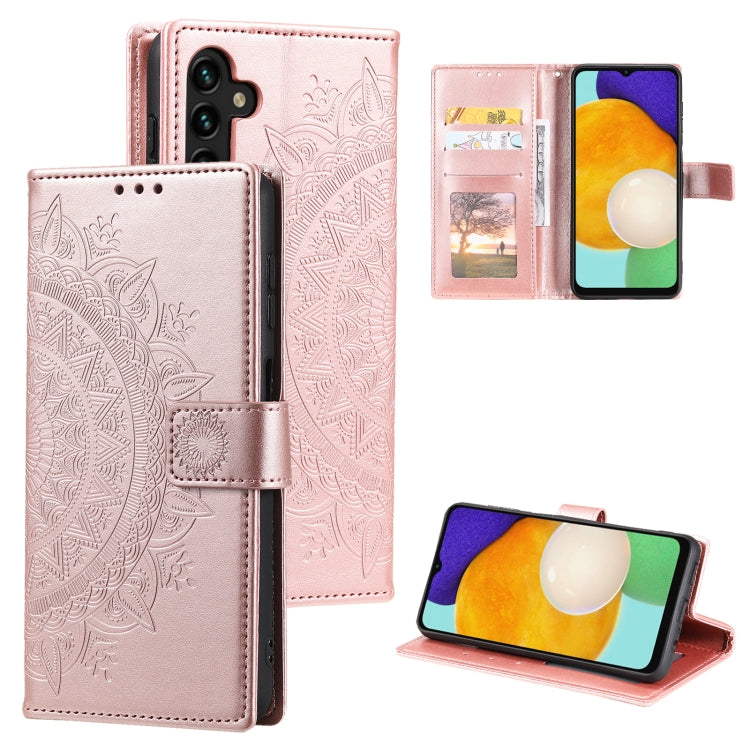 For Samsung Galaxy S25+ 5G Totem Flower Embossed Leather Phone Case(Rose Gold) - Galaxy S25+ 5G Cases by PMC TechLife | Online Shopping South Africa | PMC TechLife | Buy Now Pay Later Mobicred