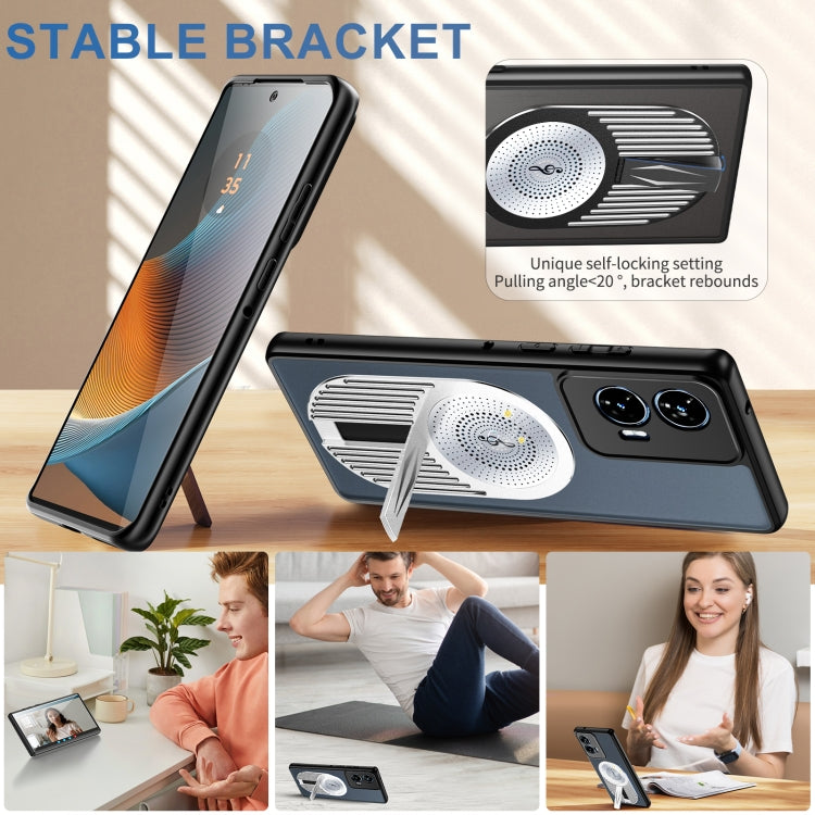 For Motorola Edge 50 Fusion Heat Dissipation Aromatherapy MagSafe Holder Phone Case(Silver) - Motorola Cases by PMC TechLife | Online Shopping South Africa | PMC TechLife | Buy Now Pay Later Mobicred