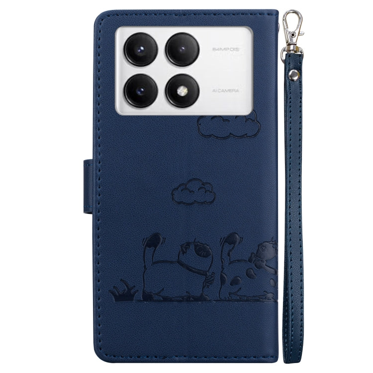 For Redmi K70 / K70 Pro Cute Cats RFID Leather Phone Case(Blue) - Xiaomi Cases by PMC Jewellery | Online Shopping South Africa | PMC Jewellery | Buy Now Pay Later Mobicred