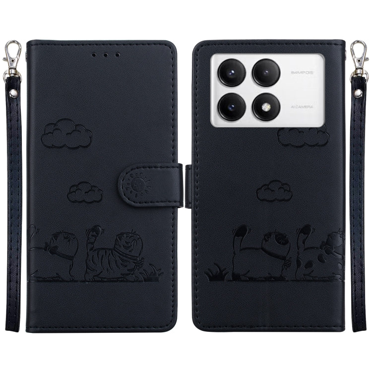 For Redmi K70 / K70 Pro Cute Cats RFID Leather Phone Case(Black) - Xiaomi Cases by PMC Jewellery | Online Shopping South Africa | PMC Jewellery | Buy Now Pay Later Mobicred