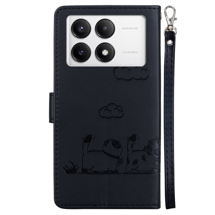 For Redmi K70 / K70 Pro Cute Cats RFID Leather Phone Case(Black) - Xiaomi Cases by PMC Jewellery | Online Shopping South Africa | PMC Jewellery | Buy Now Pay Later Mobicred