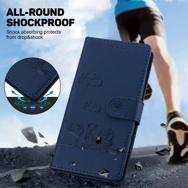 For Samsung Galaxy S25 5G Cute Cats RFID Leather Phone Case(Blue) - Galaxy S25 5G Cases by PMC Jewellery | Online Shopping South Africa | PMC Jewellery | Buy Now Pay Later Mobicred