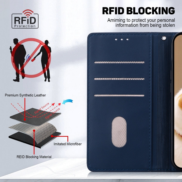 For Samsung Galaxy S25 5G Cute Cats RFID Leather Phone Case(Blue) - Galaxy S25 5G Cases by PMC Jewellery | Online Shopping South Africa | PMC Jewellery | Buy Now Pay Later Mobicred