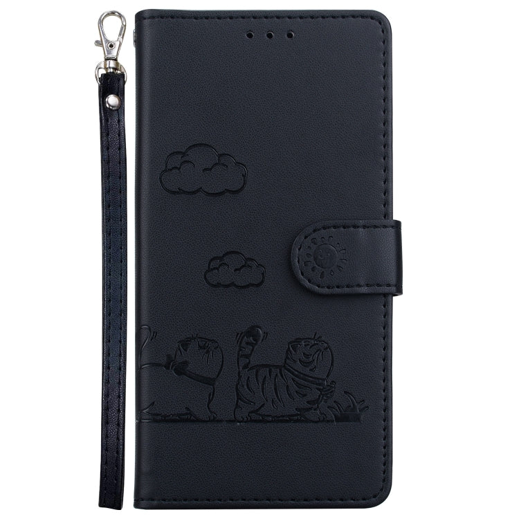 For Samsung Galaxy S25 5G Cute Cats RFID Leather Phone Case(Black) - Galaxy S25 5G Cases by PMC Jewellery | Online Shopping South Africa | PMC Jewellery | Buy Now Pay Later Mobicred