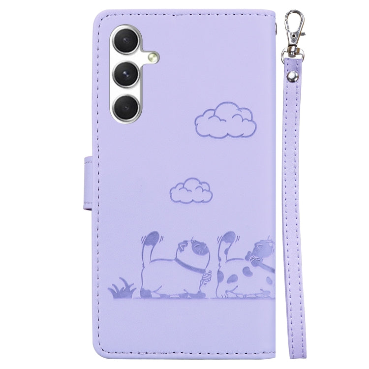 For Samsung Galaxy S25+ 5G Cute Cats RFID Leather Phone Case(Purple) - Galaxy S25+ 5G Cases by PMC Jewellery | Online Shopping South Africa | PMC Jewellery | Buy Now Pay Later Mobicred