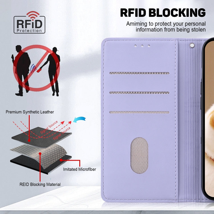 For Samsung Galaxy S25+ 5G Cute Cats RFID Leather Phone Case(Purple) - Galaxy S25+ 5G Cases by PMC Jewellery | Online Shopping South Africa | PMC Jewellery | Buy Now Pay Later Mobicred