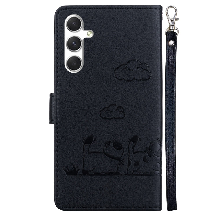 For Samsung Galaxy S25+ 5G Cute Cats RFID Leather Phone Case(Black) - Galaxy S25+ 5G Cases by PMC Jewellery | Online Shopping South Africa | PMC Jewellery | Buy Now Pay Later Mobicred