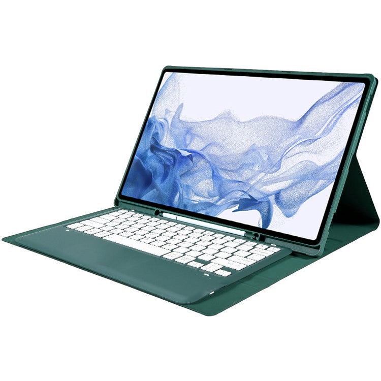 For Samsung Galaxy Tab S10 Ultra A910B Pen Slot Detachable Bluetooth Keyboard Leather Tablet Case(Dark Green) - Samsung Keyboard by PMC Jewellery | Online Shopping South Africa | PMC Jewellery | Buy Now Pay Later Mobicred
