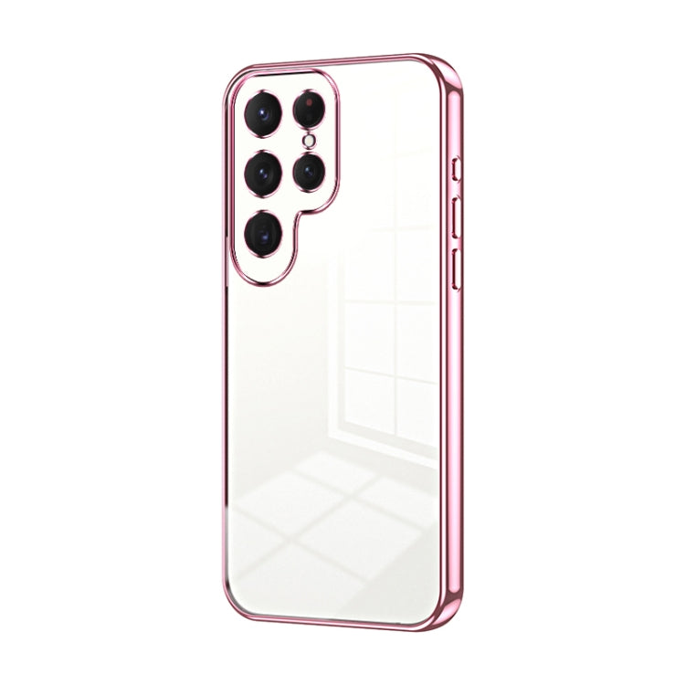 For Samsung Galaxy S25 Ultra 5G Transparent Plating Fine Hole Phone Case(Pink) - Galaxy S25 Ultra 5G Cases by PMC Jewellery | Online Shopping South Africa | PMC Jewellery | Buy Now Pay Later Mobicred