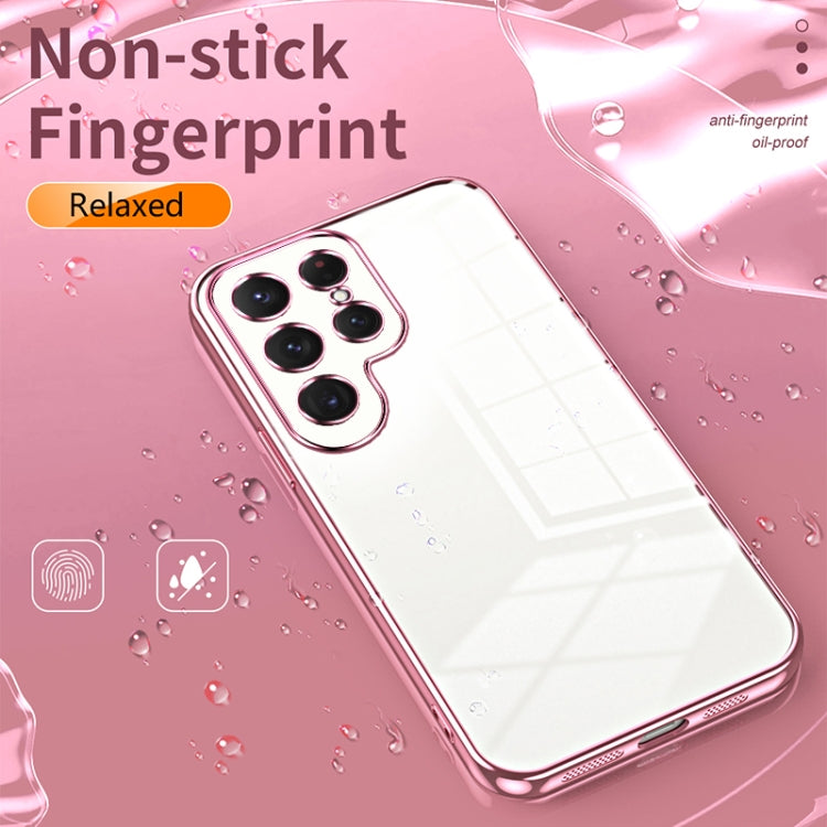 For Samsung Galaxy S25 Ultra 5G Transparent Plating Fine Hole Phone Case(Pink) - Galaxy S25 Ultra 5G Cases by PMC Jewellery | Online Shopping South Africa | PMC Jewellery | Buy Now Pay Later Mobicred