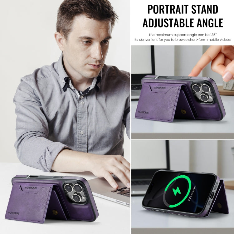 For iPhone 16 Pro Max DG.MING MAGKING-K2 Series MagSafe RFID Card Bag Detachable Phone Case(Purple) - free shipping - PMC Jewellery - Order now!
